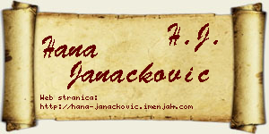 Hana Janaćković vizit kartica